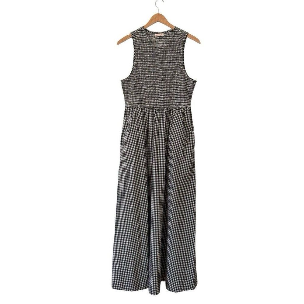 Marine Layer Darcy Poplin Maxi Dress Pima Cotton Black White Size Women XL